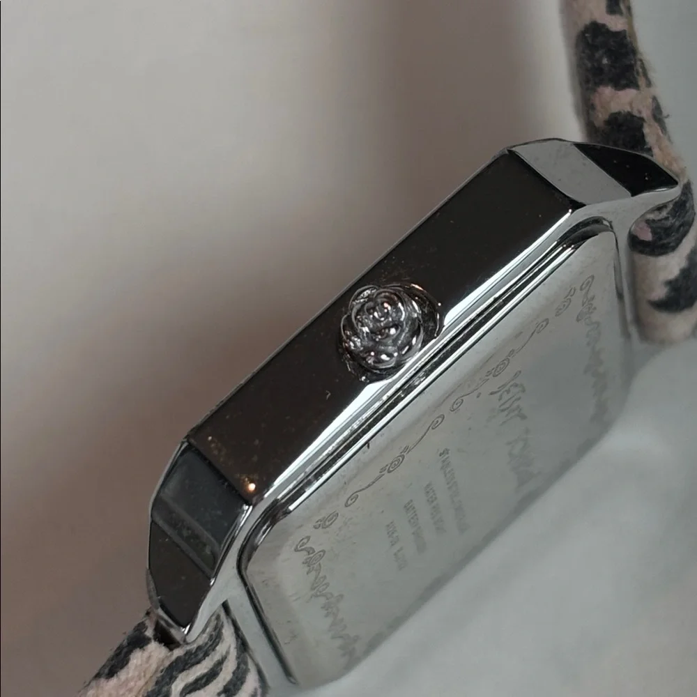 Betsey Johnson Leopard Print Watch | Crystal Bezel | Square Case | Hearts Dial